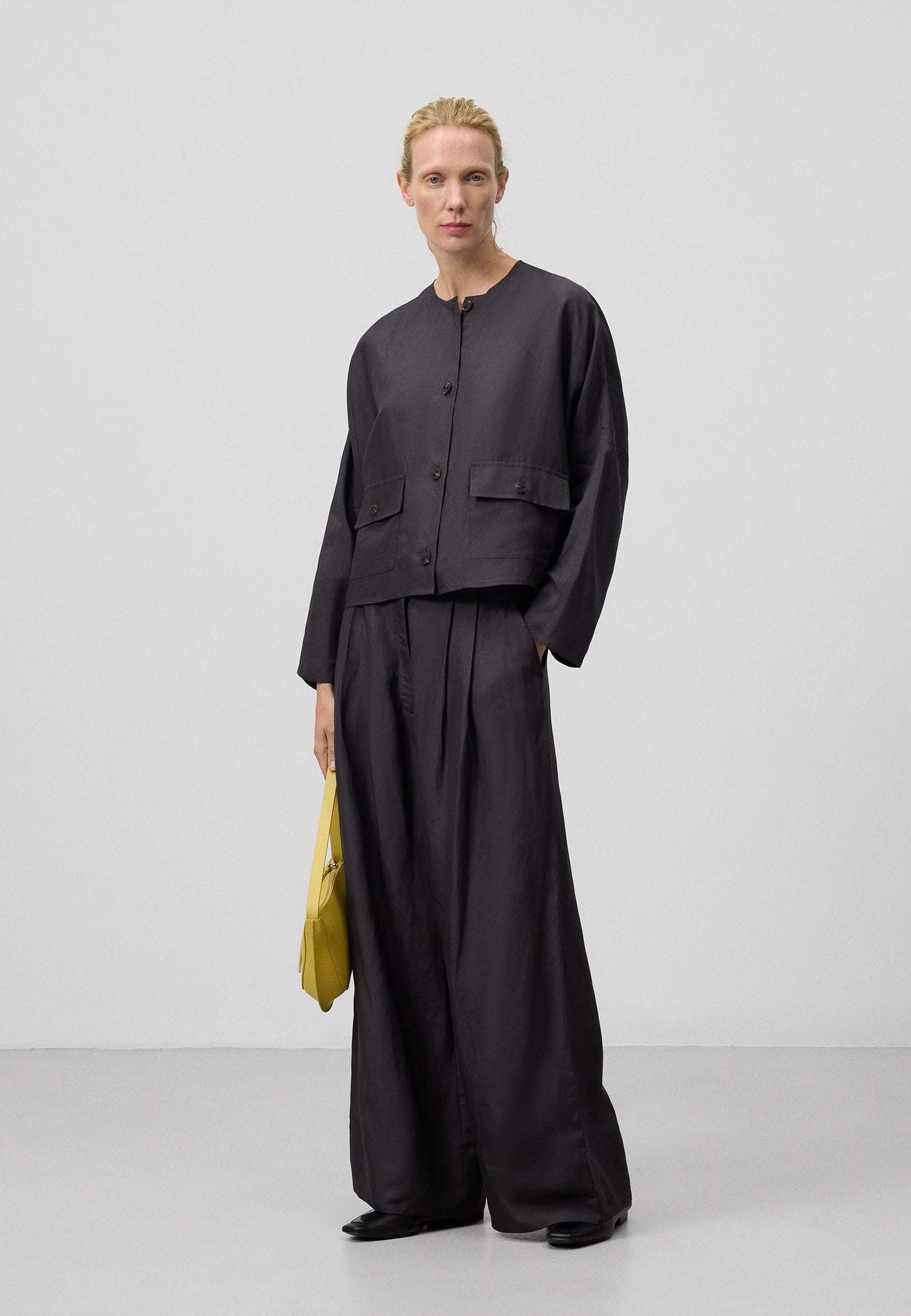 Linen Mix Overshirt - Dark Grey
