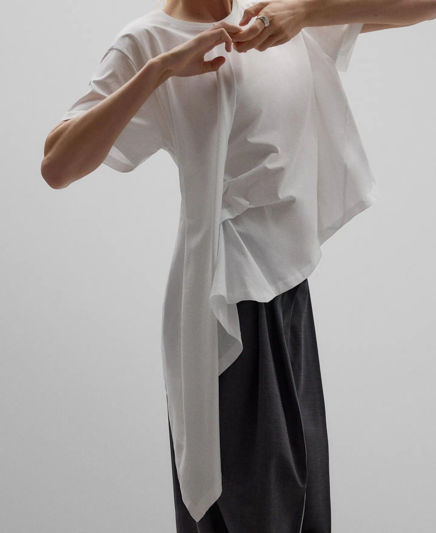 Side Drape T-shirt - White - ect.studio