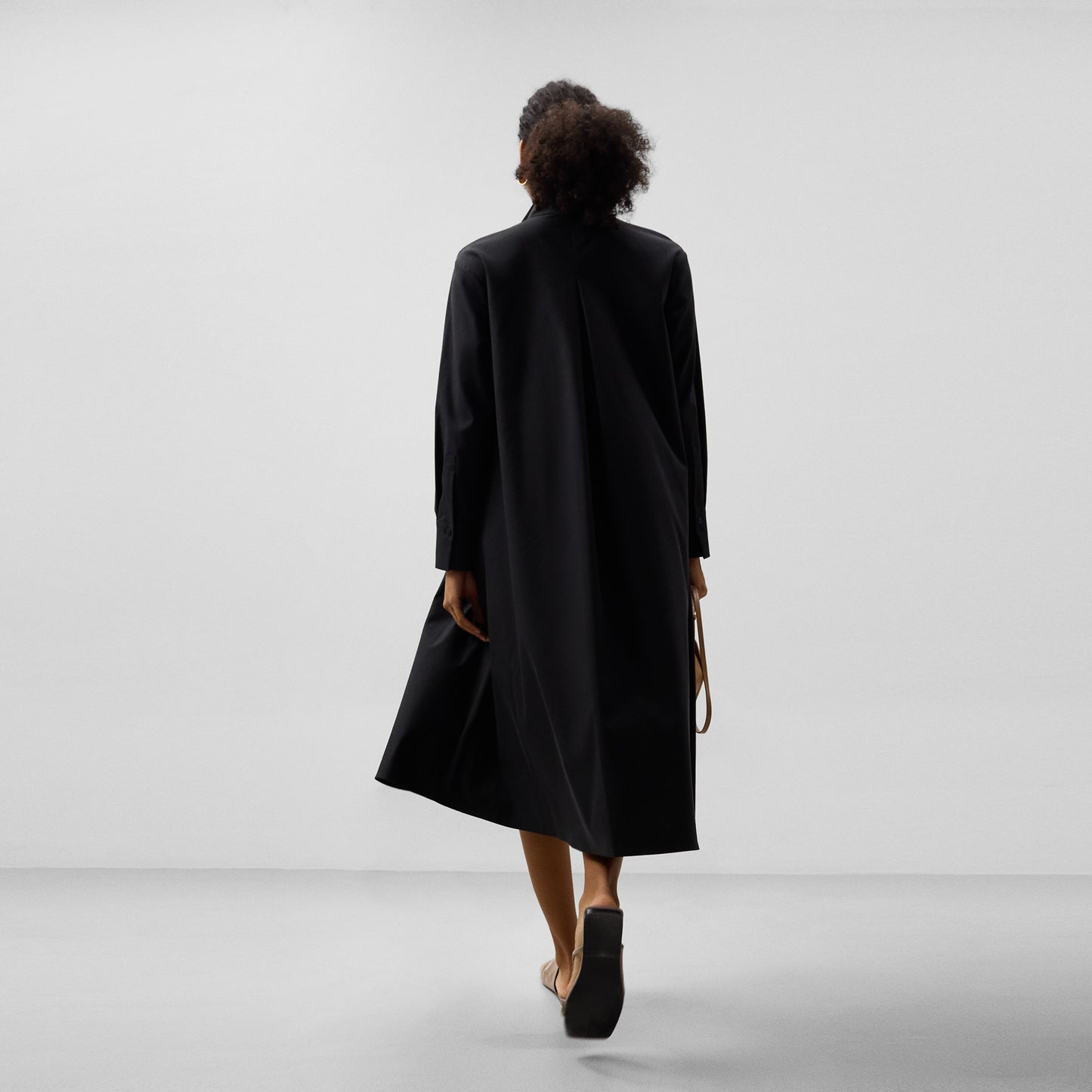 Midi Shirt Dress - Black
