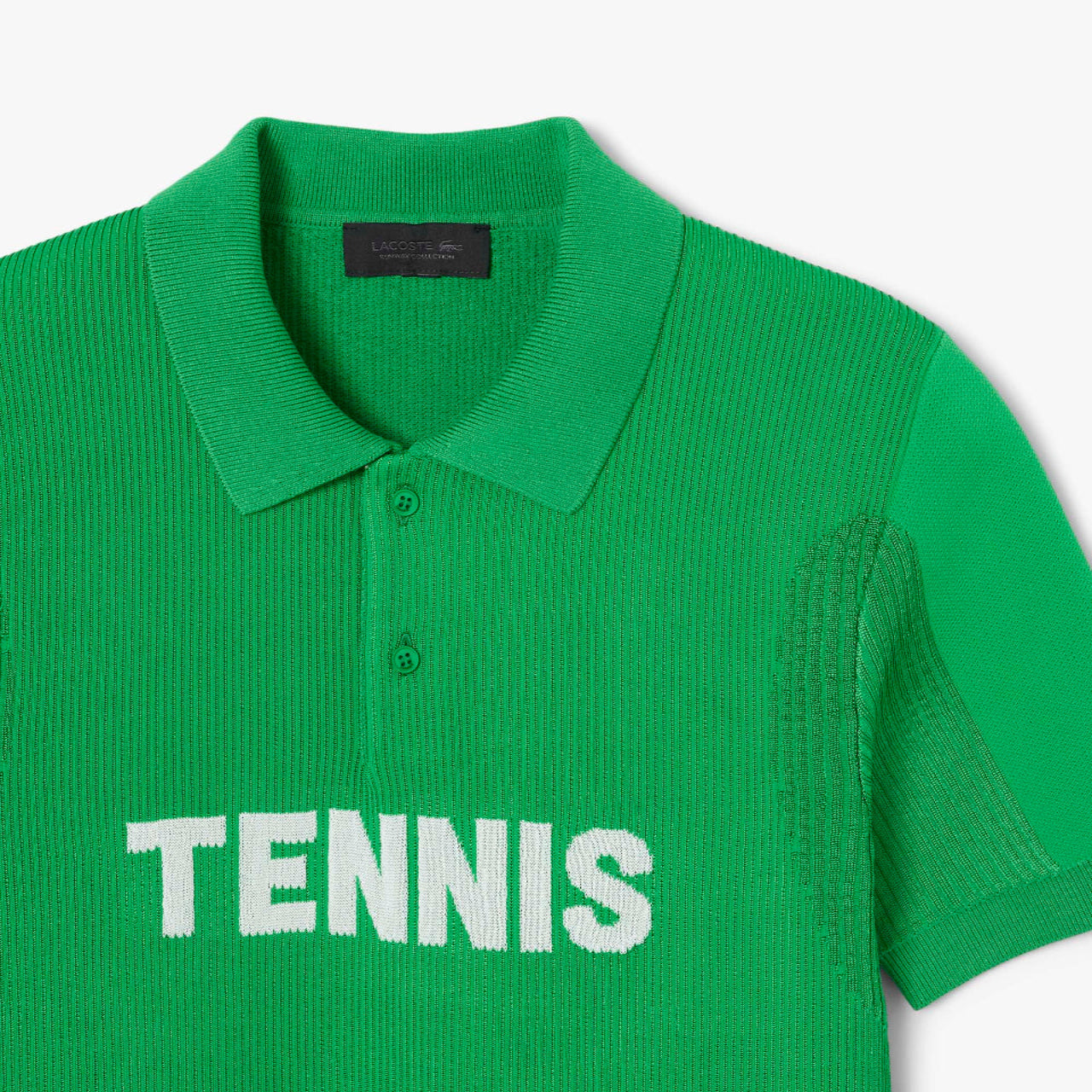 Knitted Tennis Polo - Calathea / White