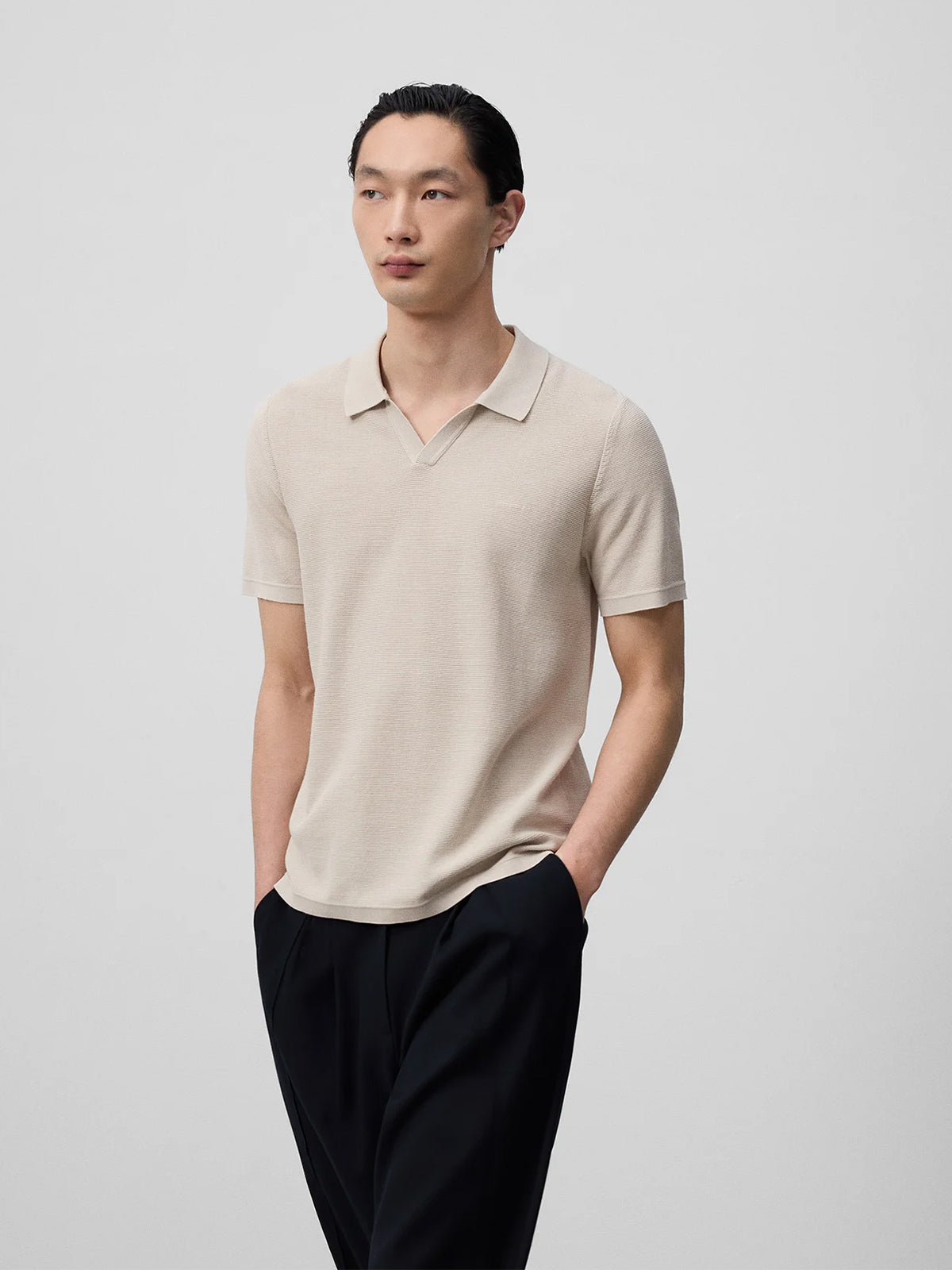 Knit-Polo - Natural
