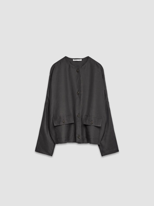 Linen Mix Overshirt - Dark Grey