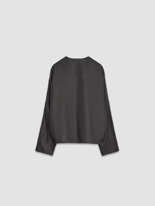 Linen Mix Overshirt - Dark Grey
