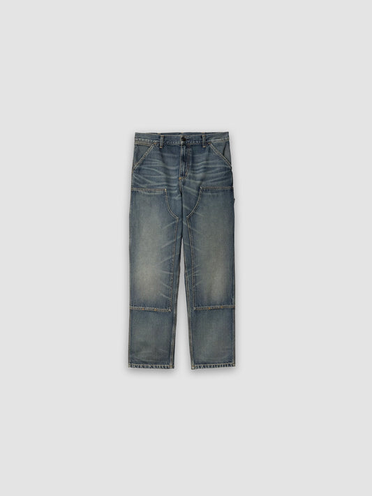 Pantalon à double genou en denim « Smith » - Bleu, délavage usé