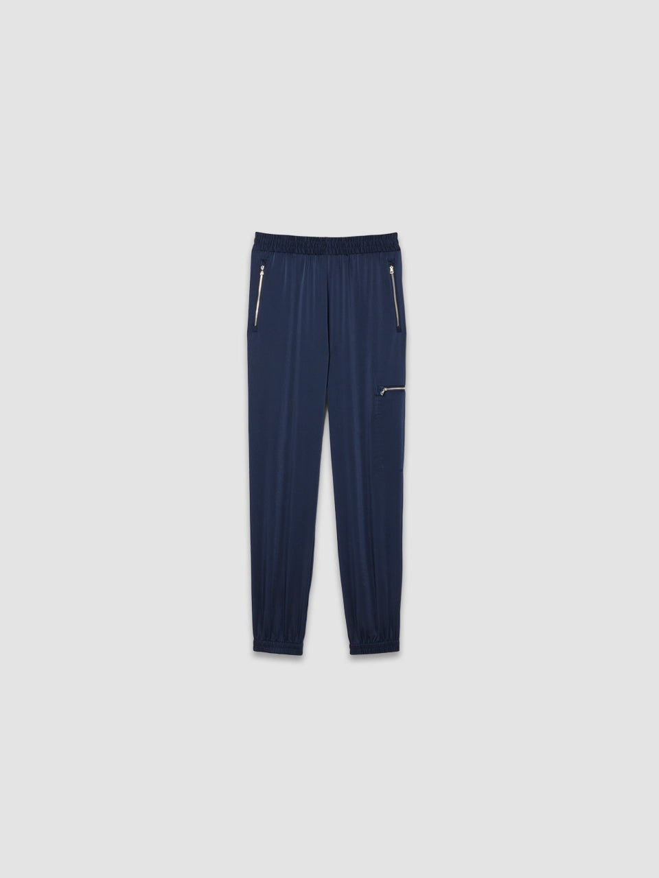 Fluid Pants with Zipped Pocket - Navy Blue