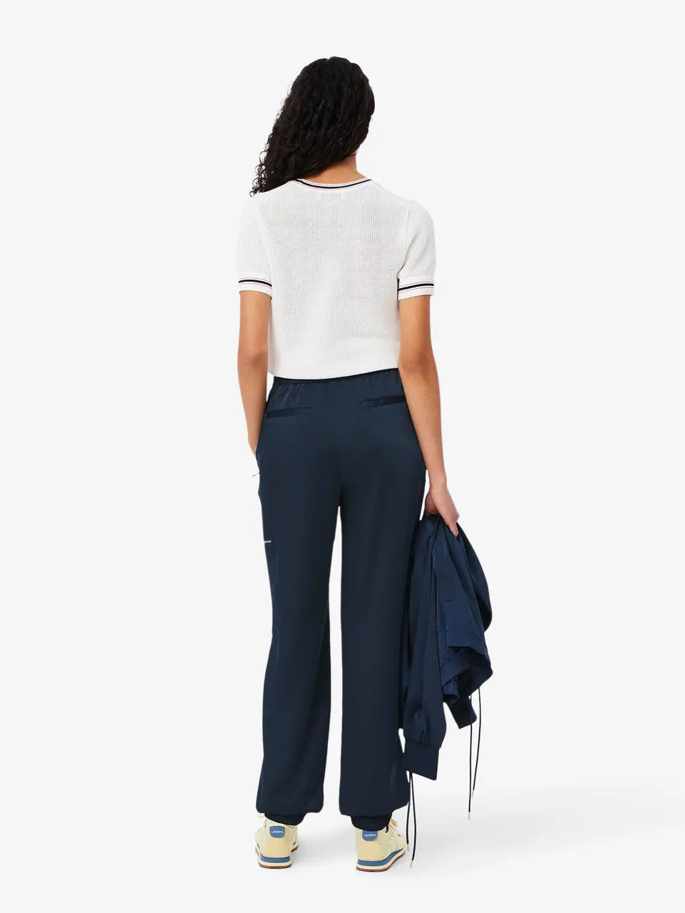 Fluid Pants with Zipped Pocket - Navy Blue