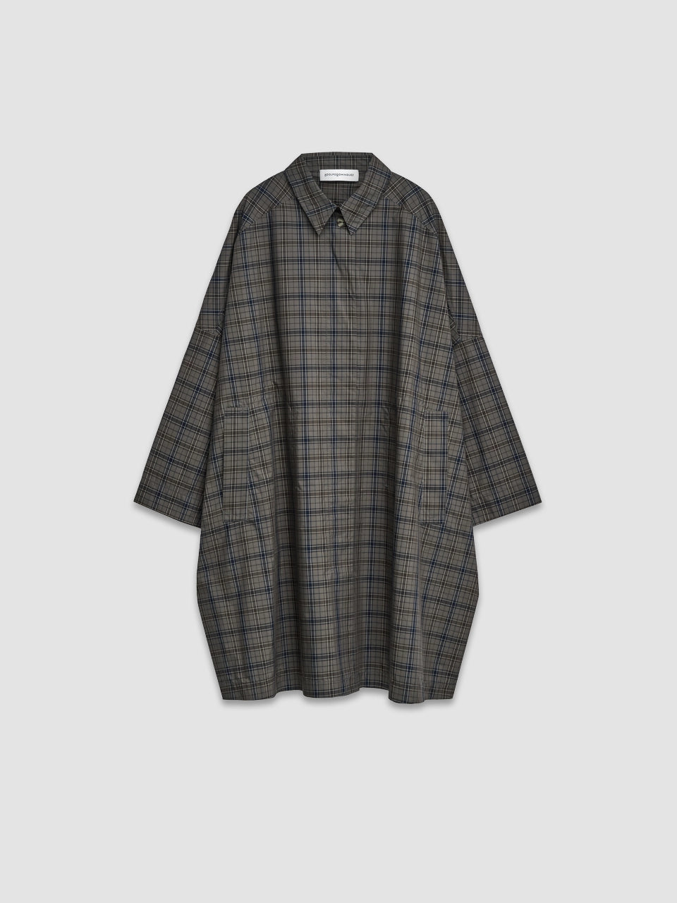 Lapel Collar Trench Coat - Brown Check