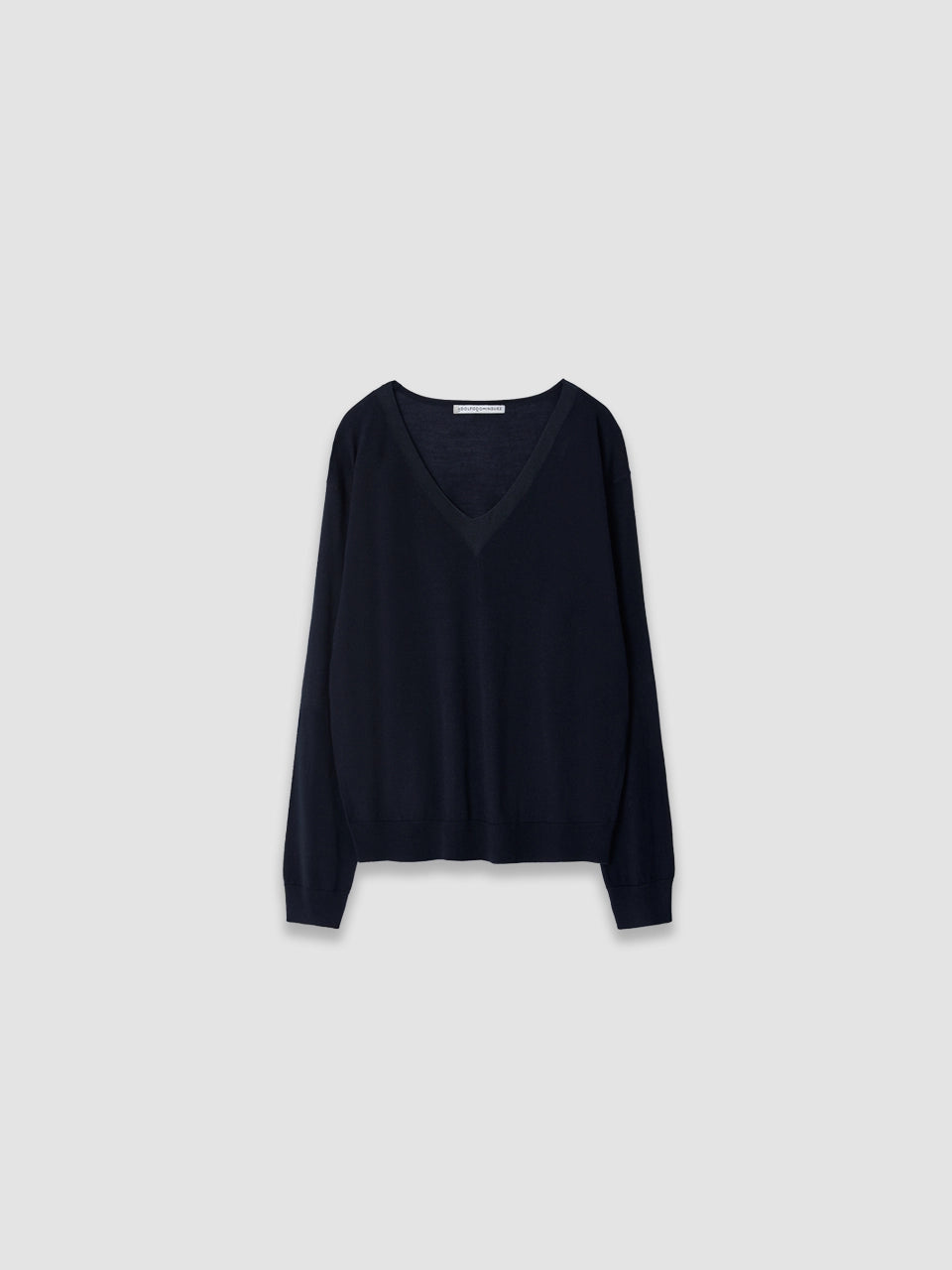 Merino Wool/Silk Knitted Sweater - Navy Blue