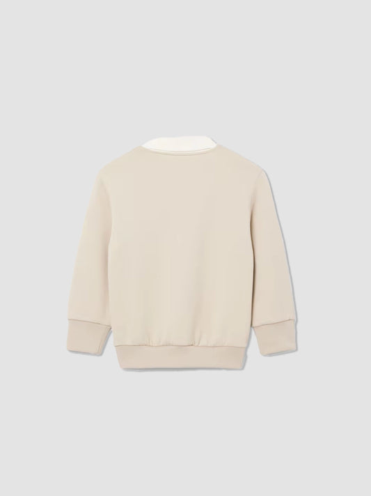 Runway Satin Knit V Neck Sweatshirt