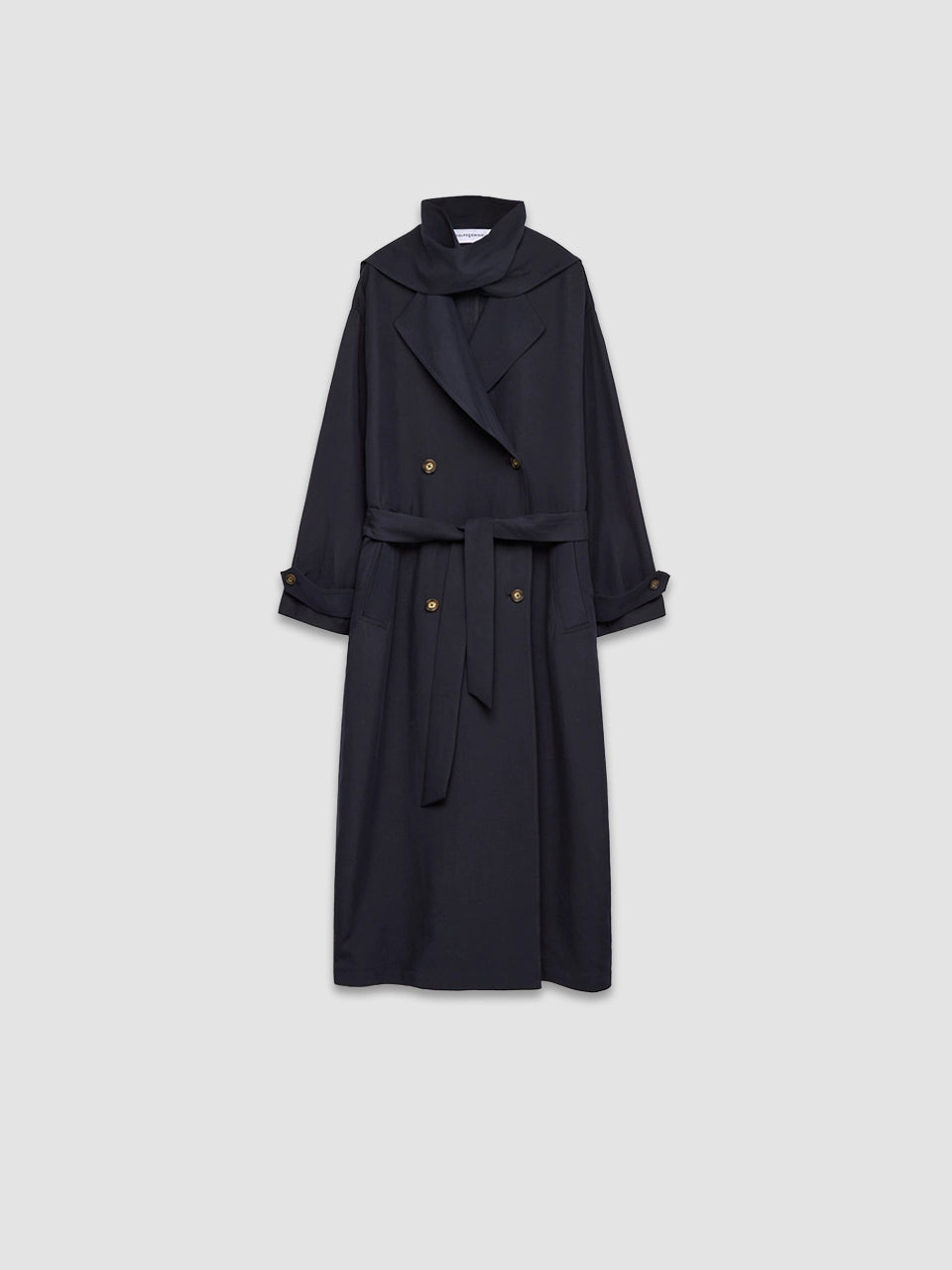 Scarf Collar Trench Coat - Blue