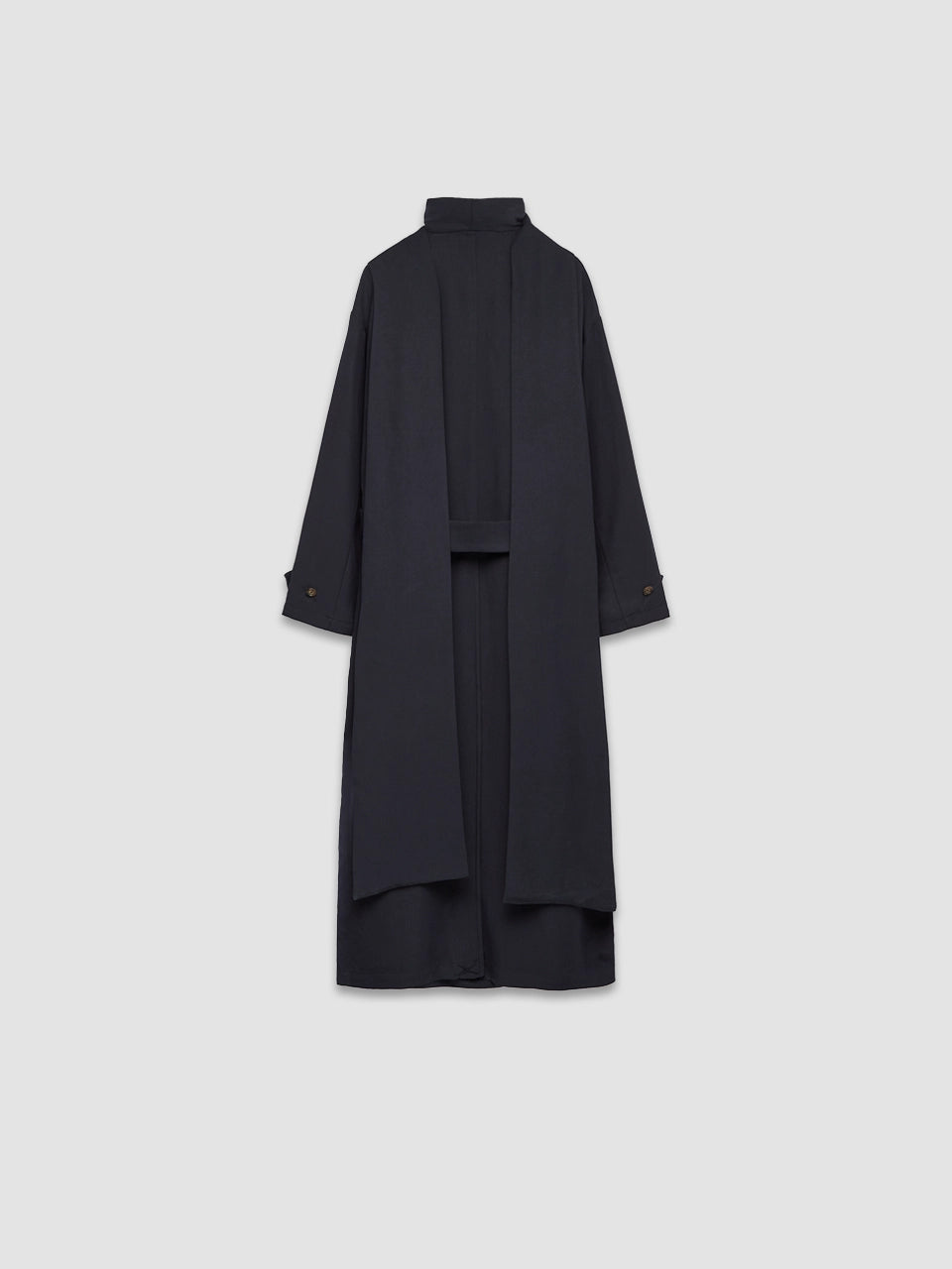 Scarf Collar Trench Coat - Blue