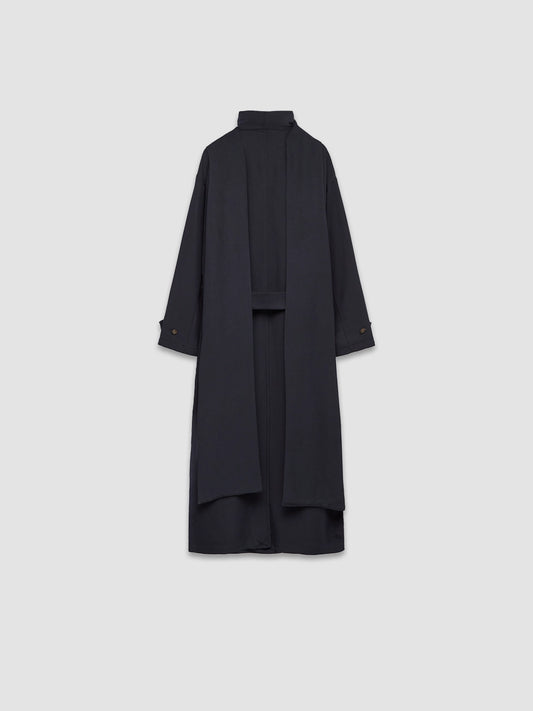 Scarf Collar Trench Coat - Blue