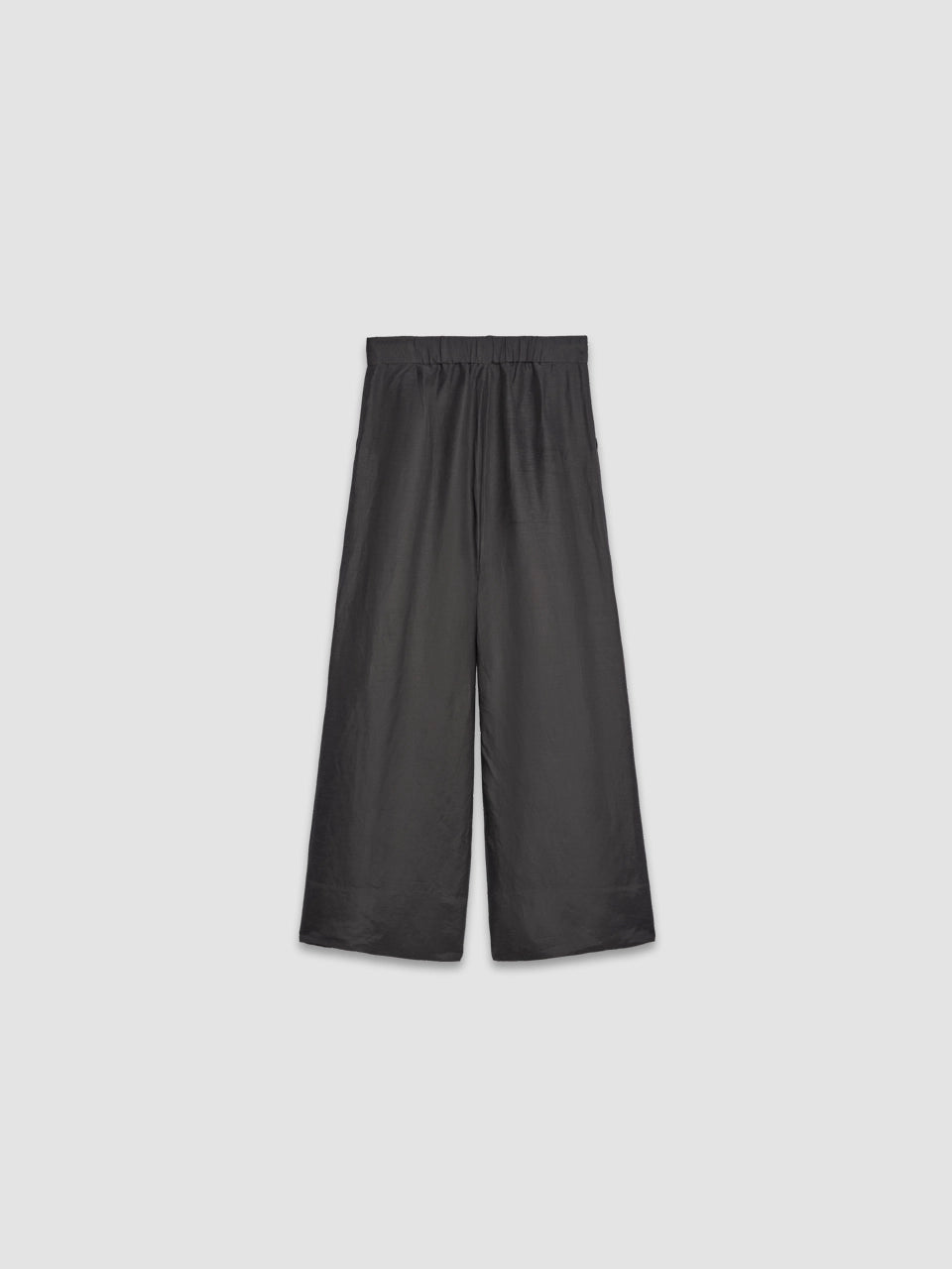 Linen Blend Wide Leg Trousers - Dark Grey