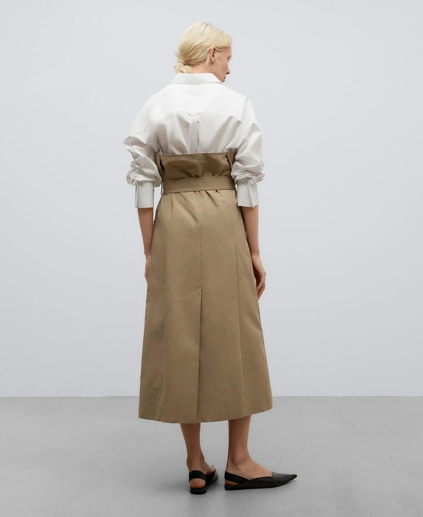 Bow Midi Skirt - Stone - Adolfo Dominguez - ect.studio