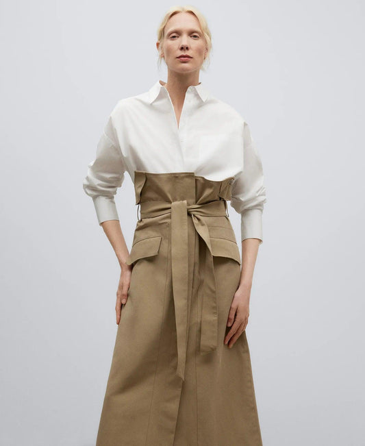 Bow Midi Skirt - Stone - Adolfo Dominguez - ect.studio