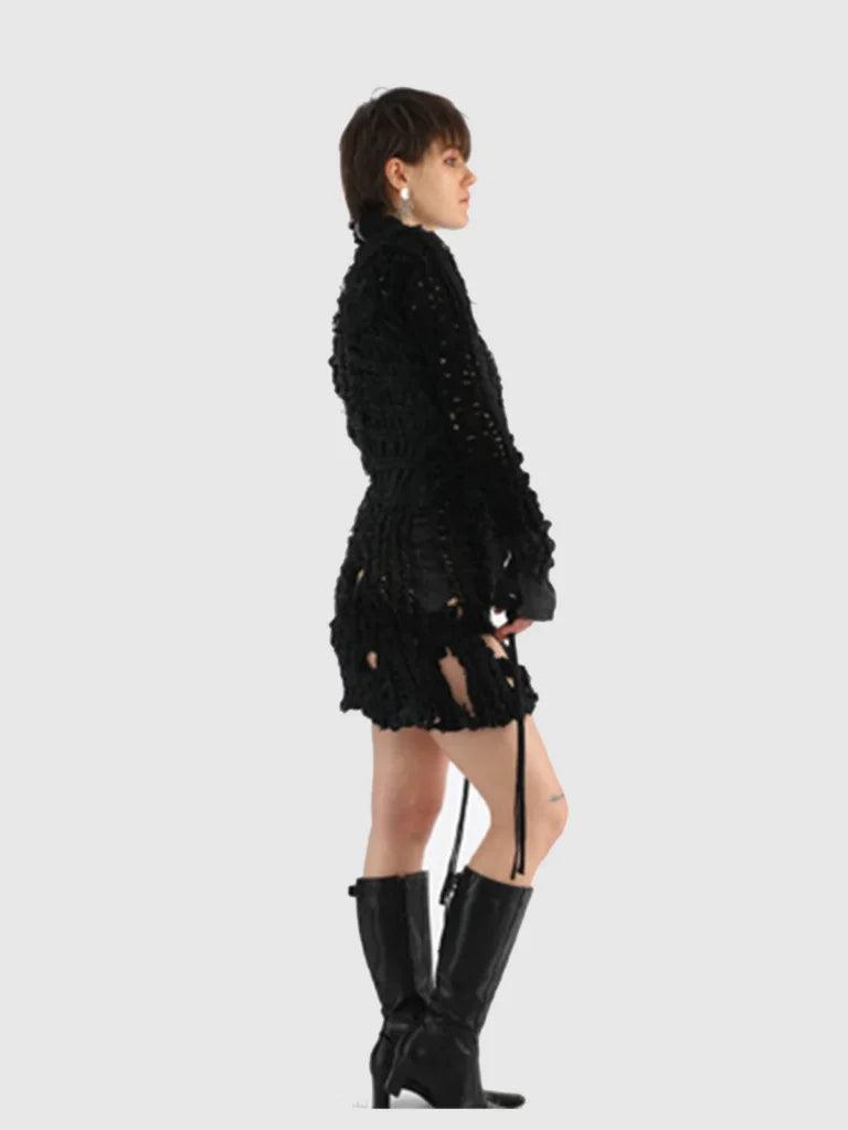 *Couture* Frayed Denim Dress - Black - Fine Chaos - ect.studio
