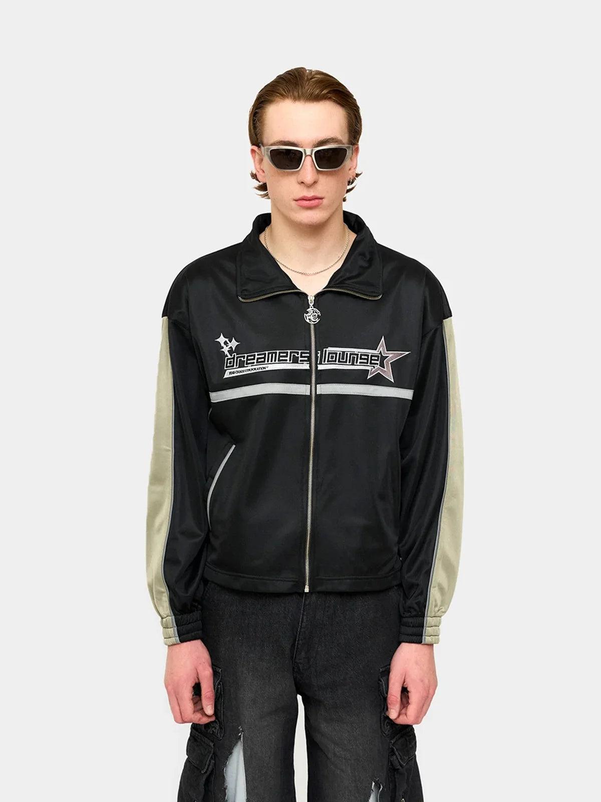 Dreamers Lounge Tracksuit Top - Black - Fine Chaos - ect.studio