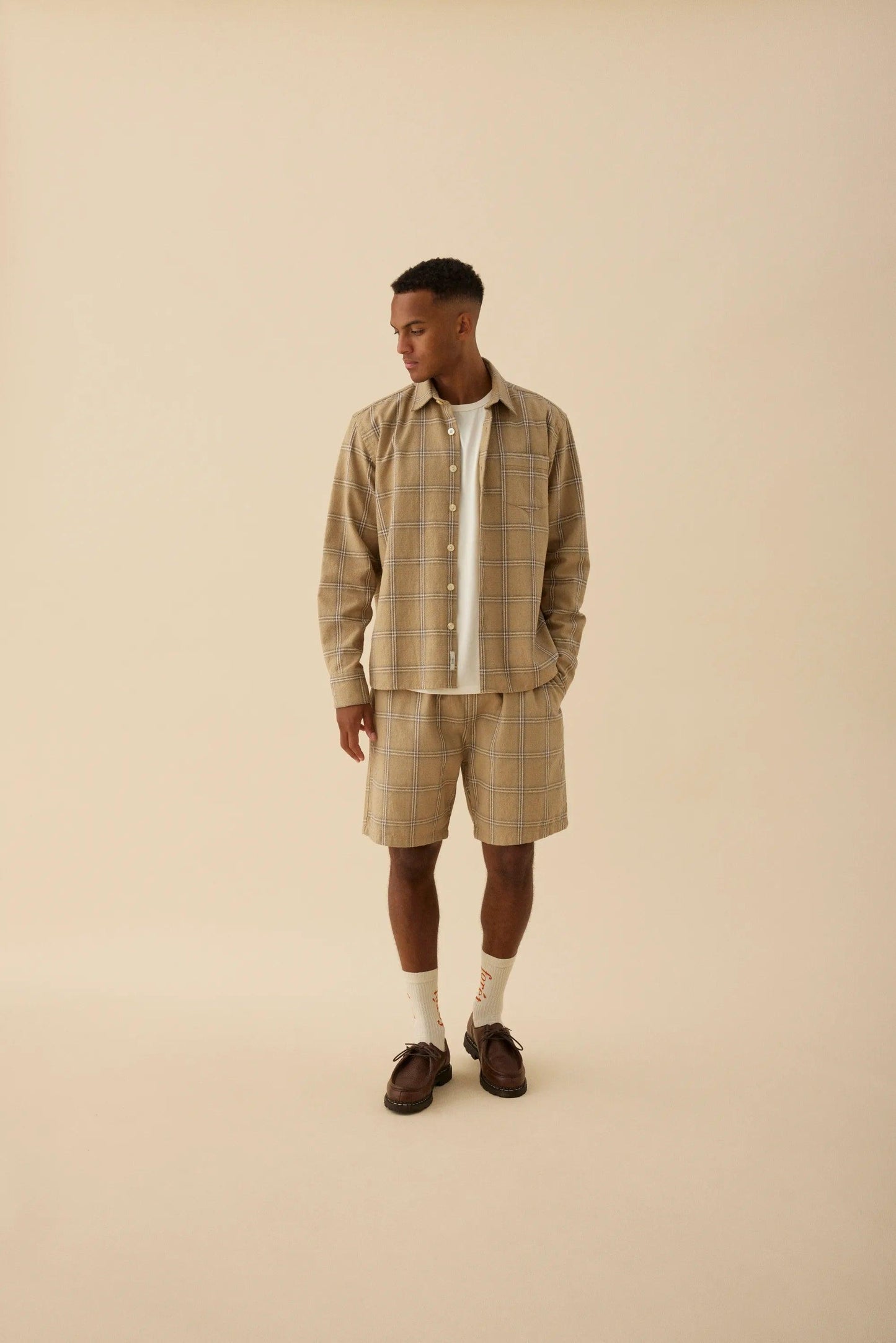 Fable Check Shirt - Khaki Check - Fóret - ect.studio