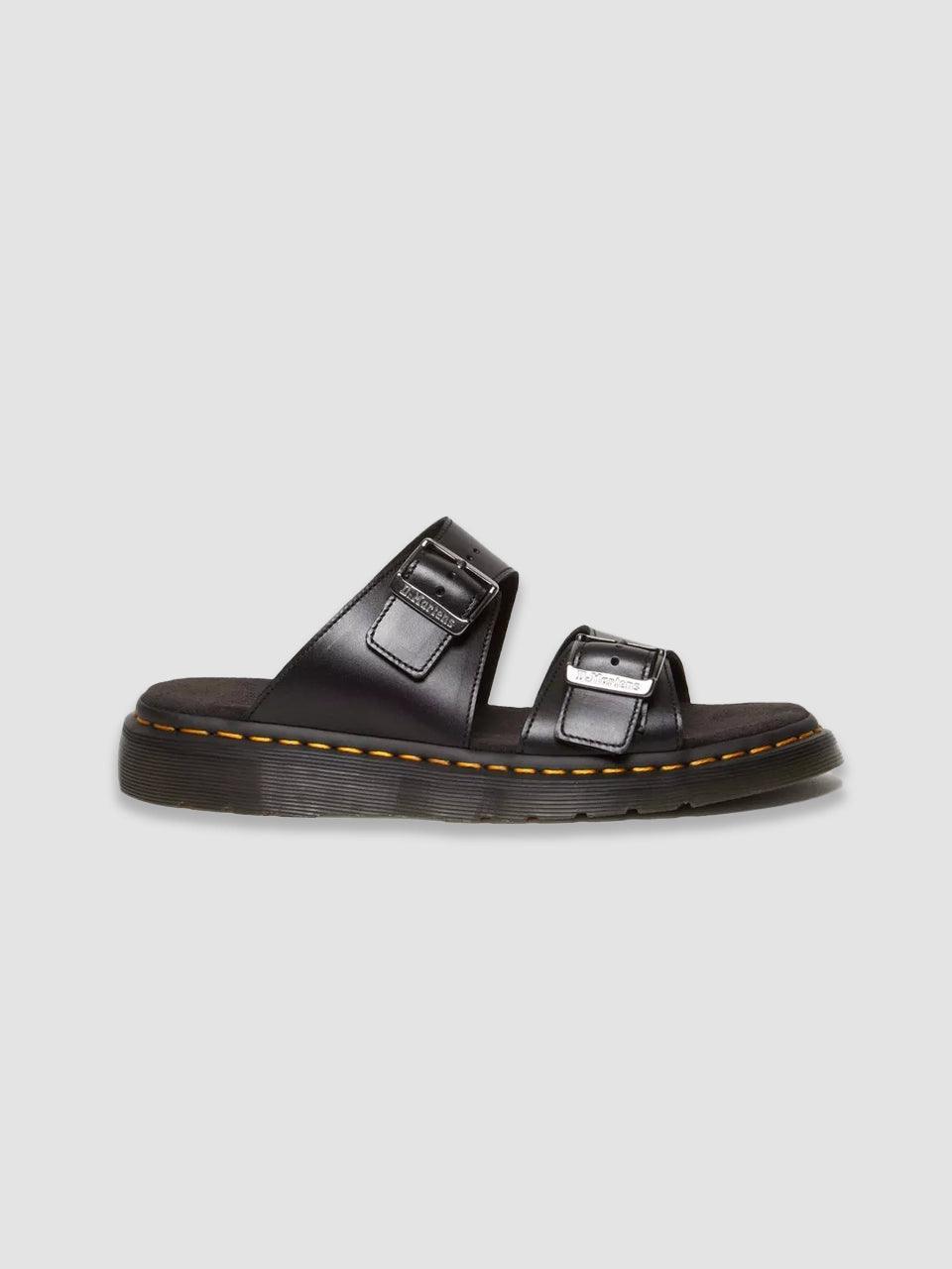 New Dr Martens buy unisex dax leather dual buckle strap platform slide sandals black