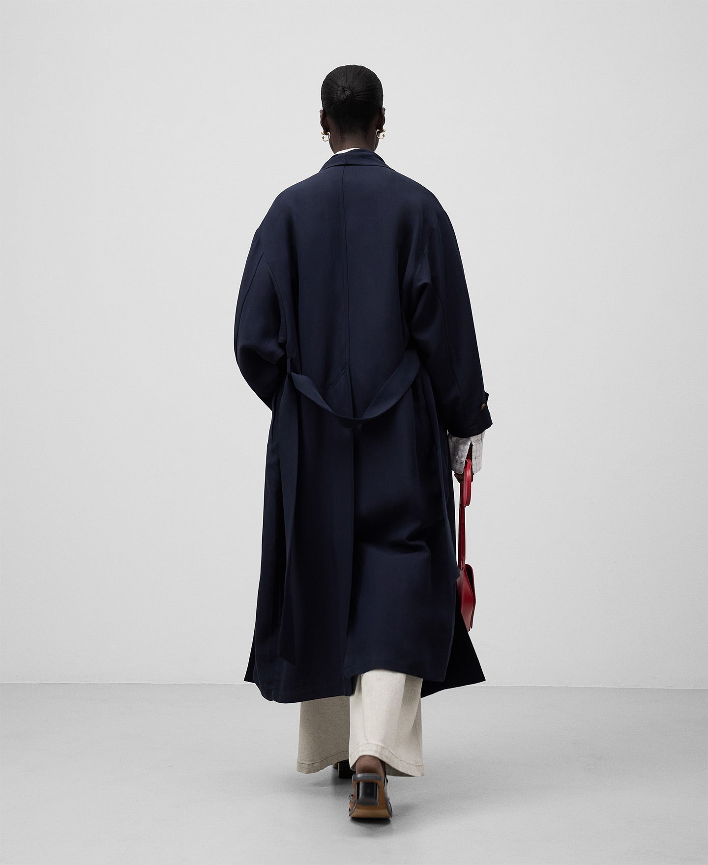 Scarf Collar Trench Coat - Blue