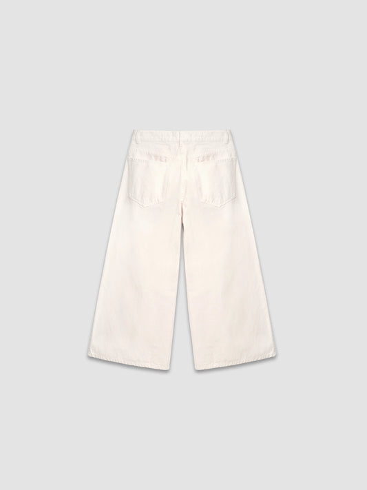 Cropped Denim Trousers - Ecru