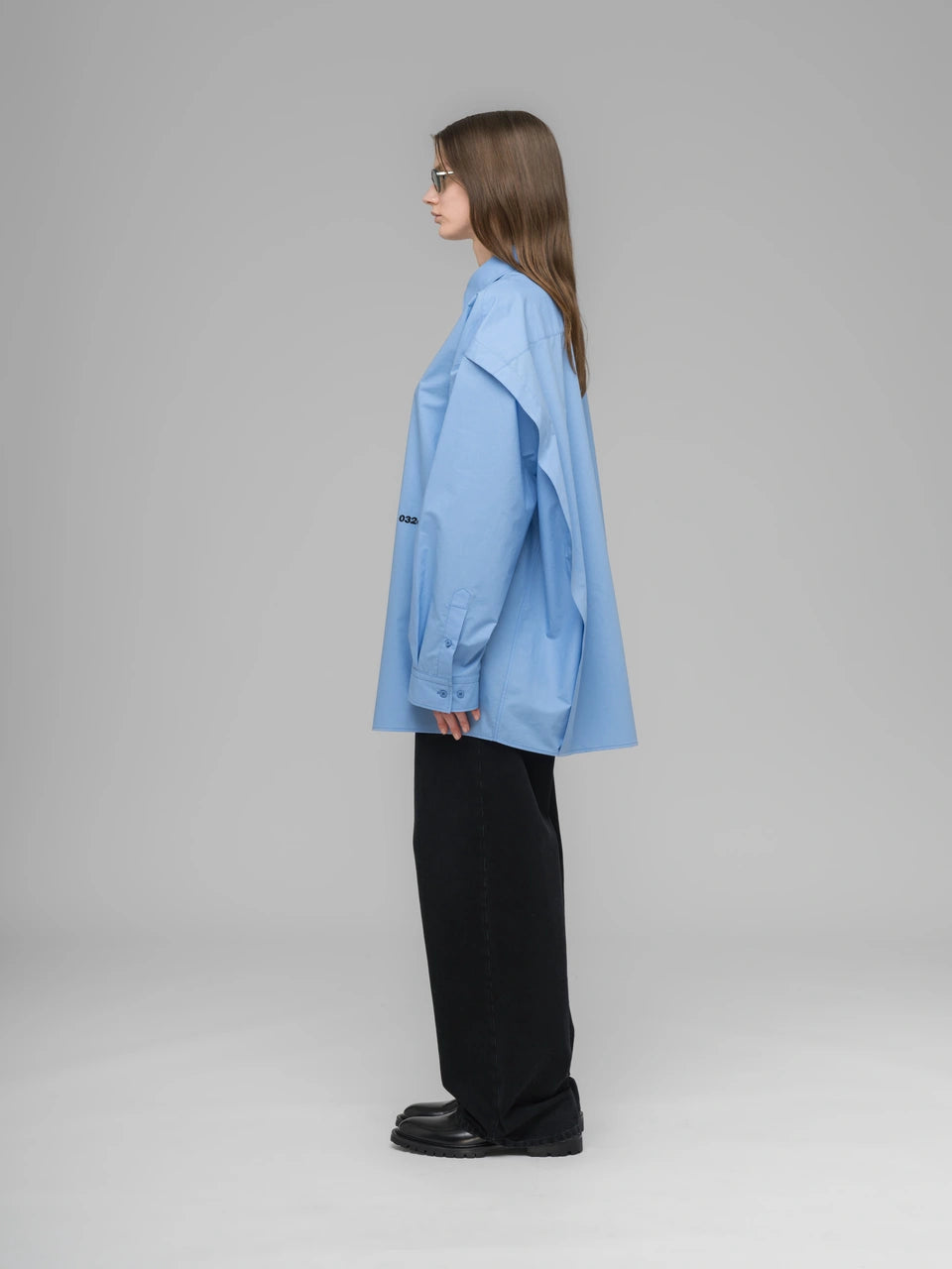 ''Please, Steam'' Oversized Shirt - Light Blue