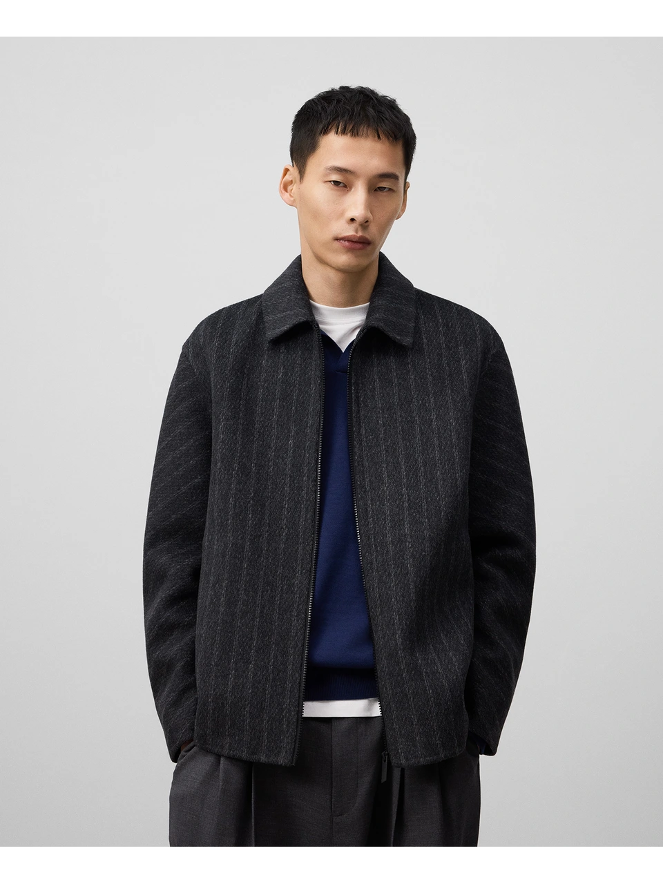 Double-faced Stripe Jacket - Grey Stripe