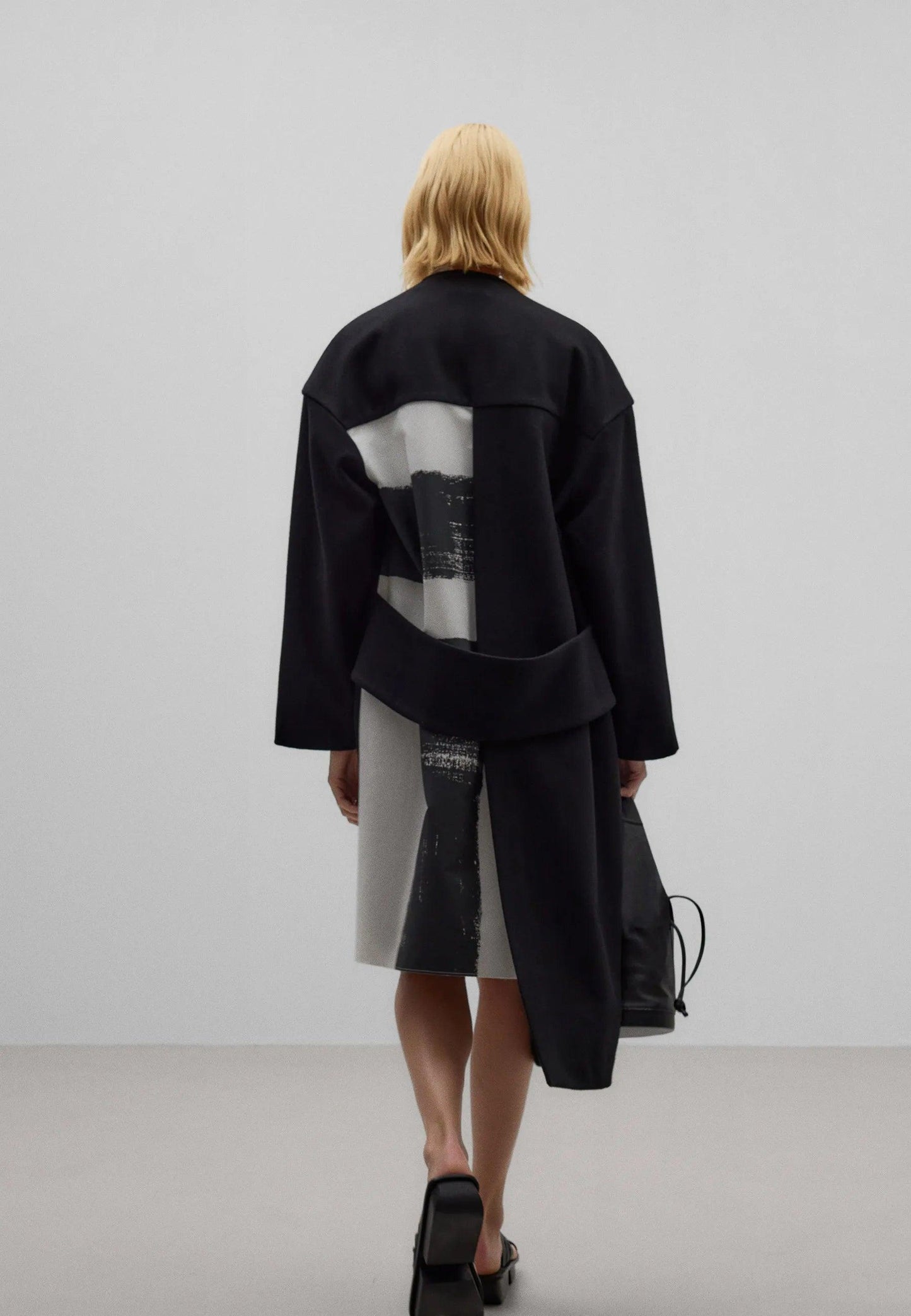 Long Asymmetrical Coat - Black - ect.studio