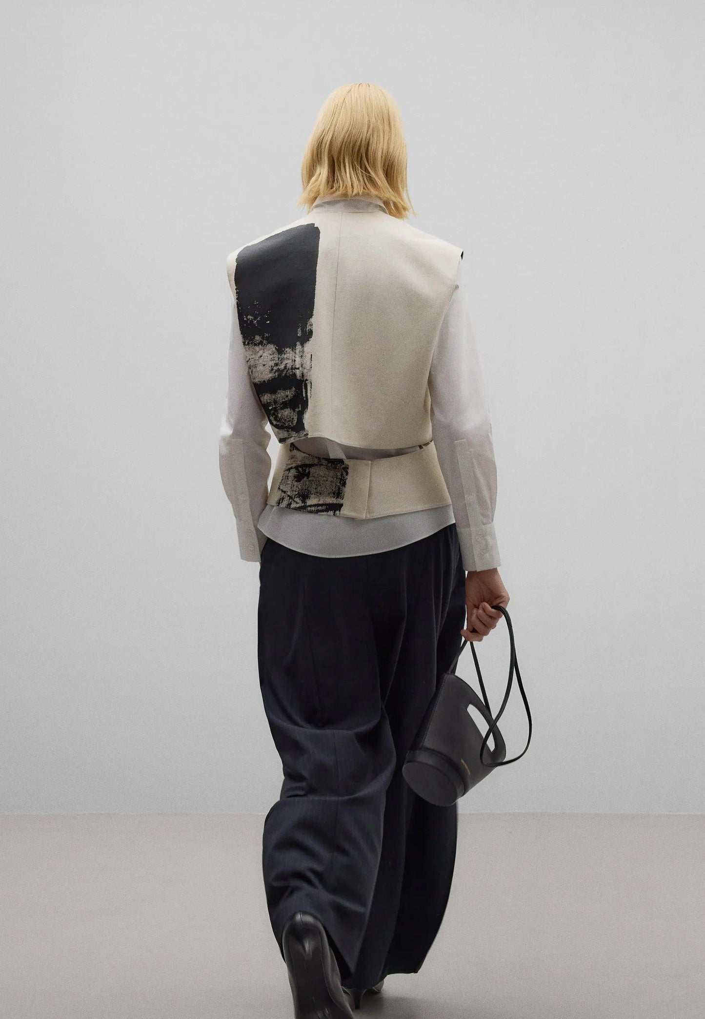 Contrast Piping Double Breasted Vest - Natural - ect.studio