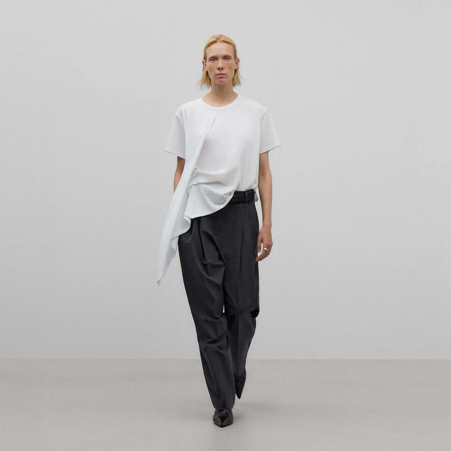 Side Drape T-shirt - White - ect.studio