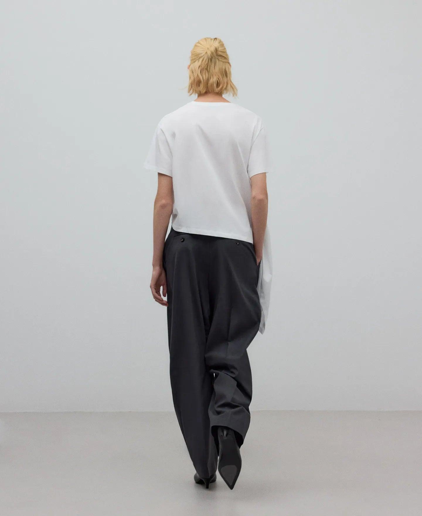 Side Drape T-shirt - White - ect.studio