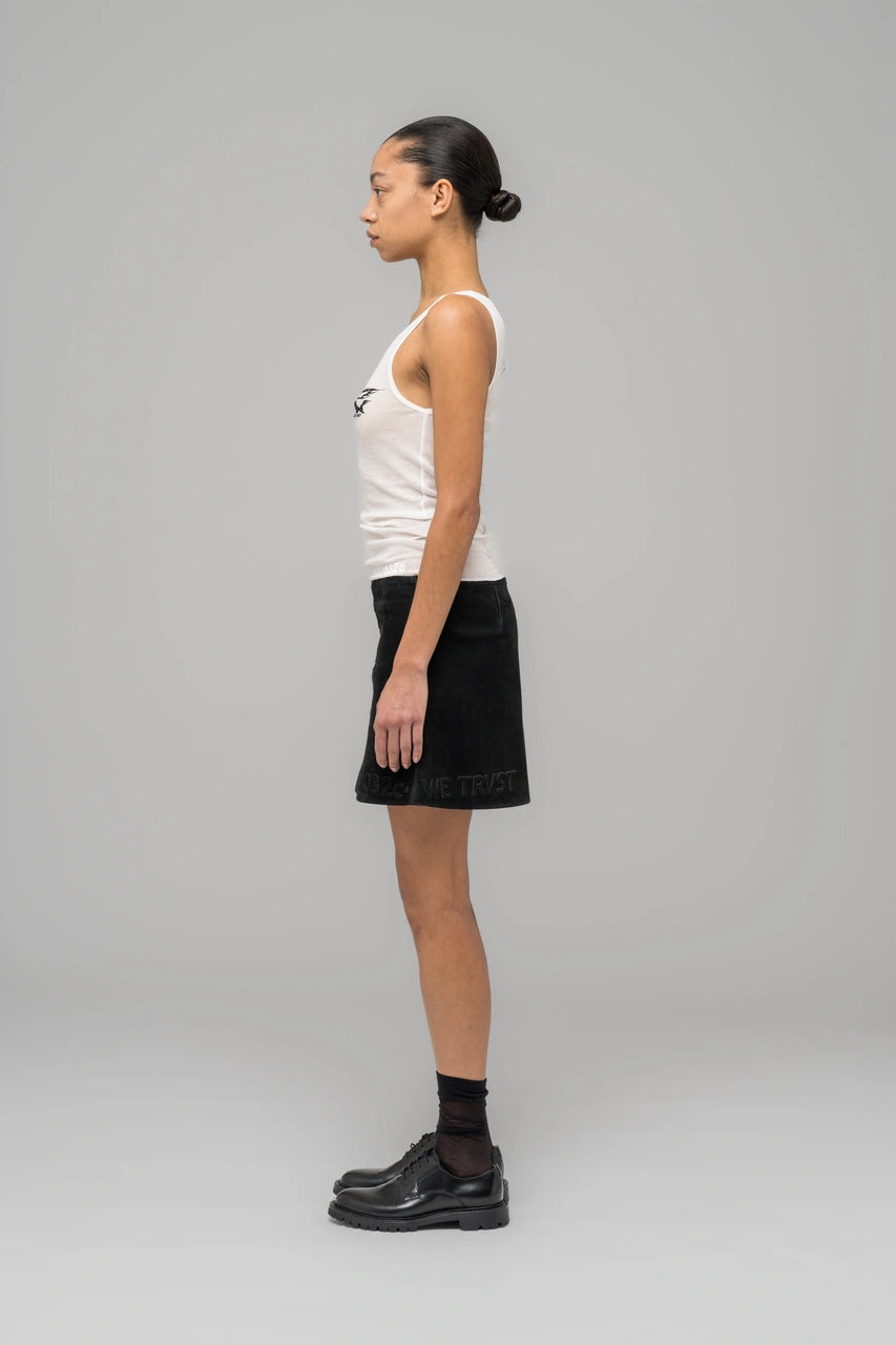 ''Black Sun'' Fine Rib Tank Top - Soft White