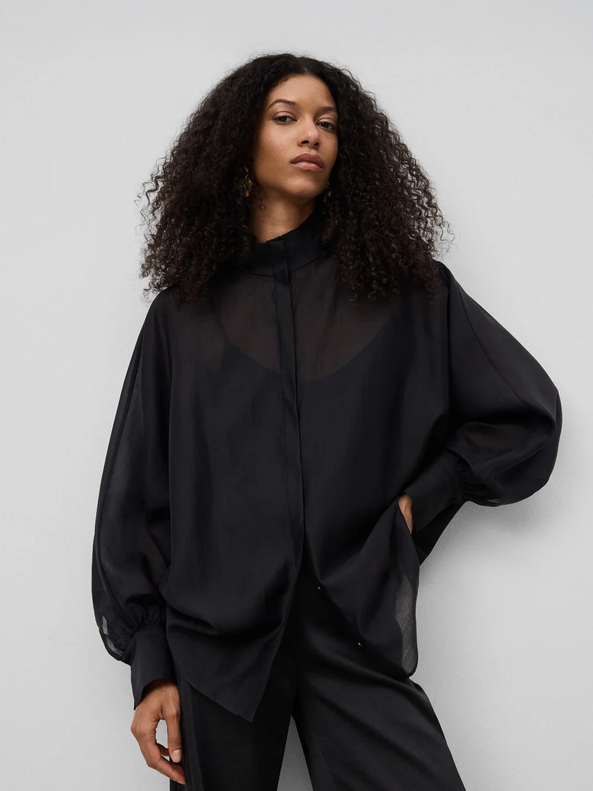 Oversized Semi Sheer Shirt