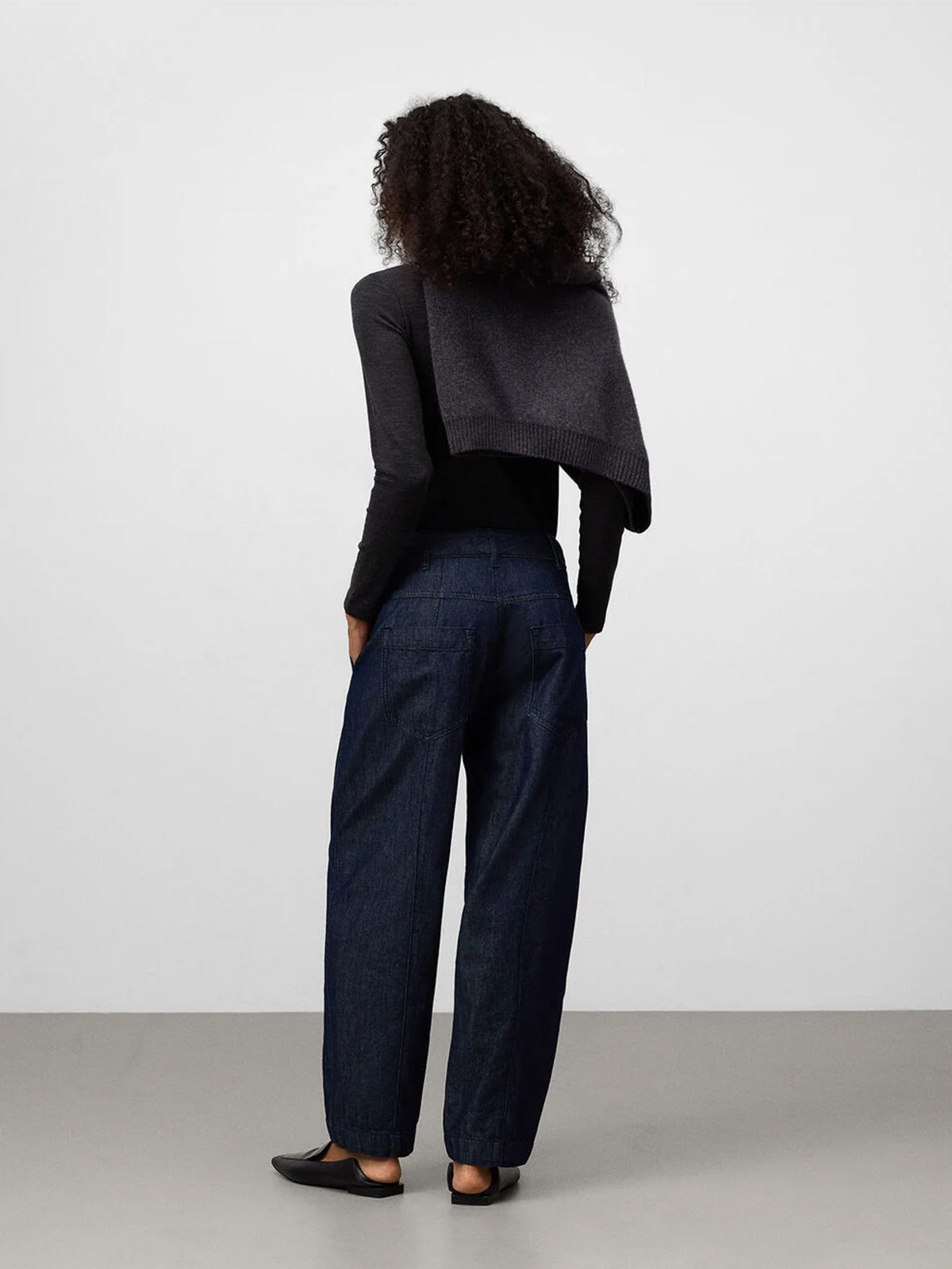 Cotton Denim Barrel Fit Trousers