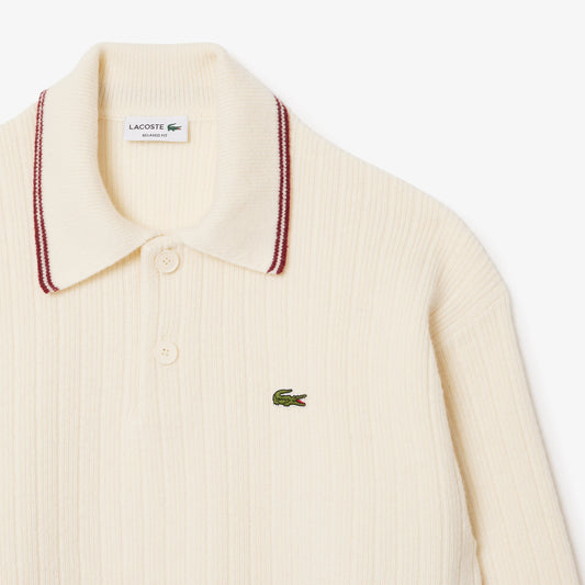 Worsted Wool Polo Sweater - R1T White