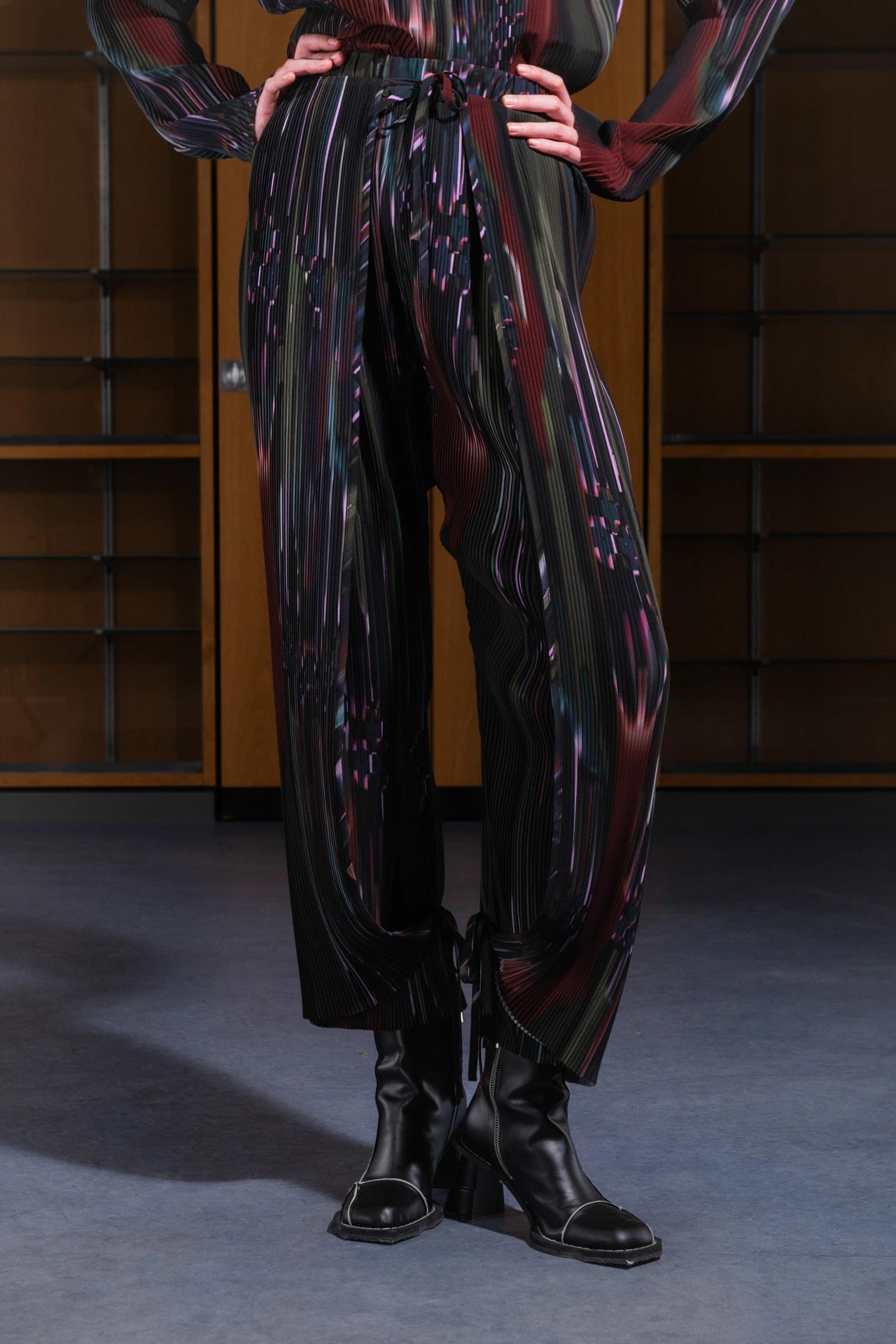 Knight Plisse Pants - Dark Tetris Drips