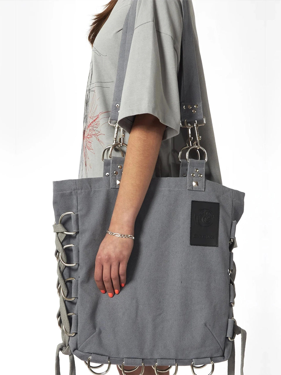 Asylum D-Ring Tote Bag - Light Grey