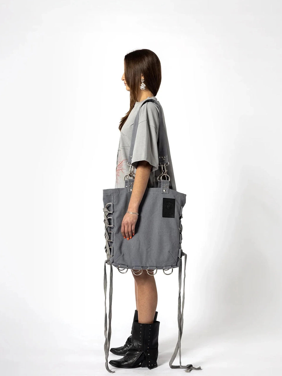 Asylum D-Ring Tote Bag - Light Grey