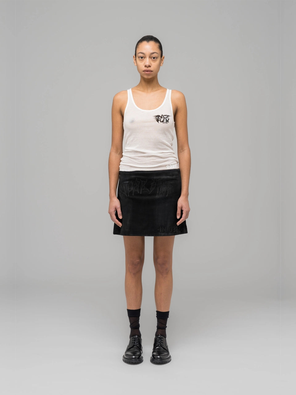 ''Black Sun'' Fine Rib Tank Top - Soft White