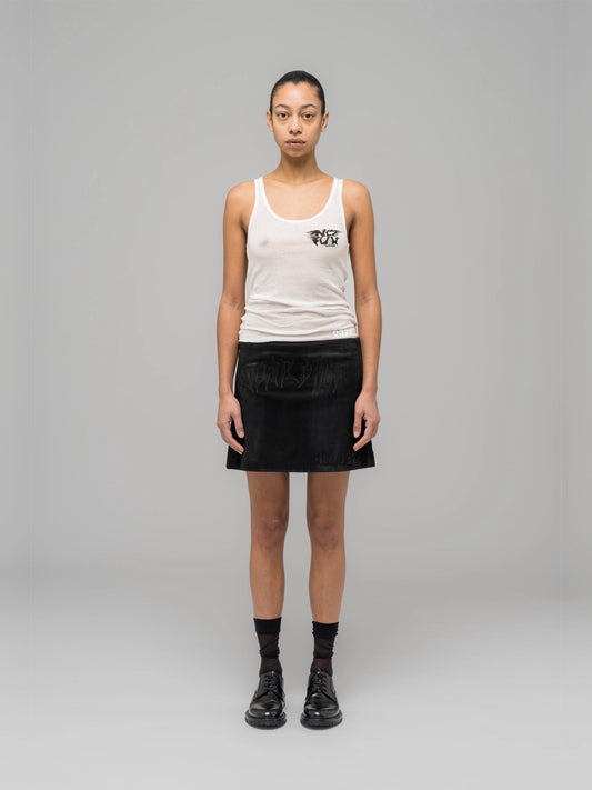 ''Black Sun'' Fine Rib Tank Top - Soft White