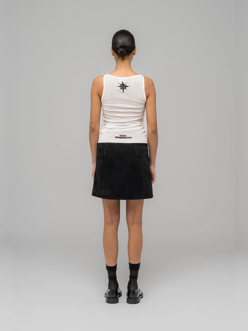 ''Black Sun'' Fine Rib Tank Top - Soft White