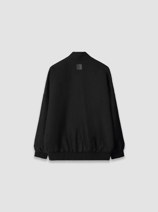 Wool and Linen Bomber Jacket - Black