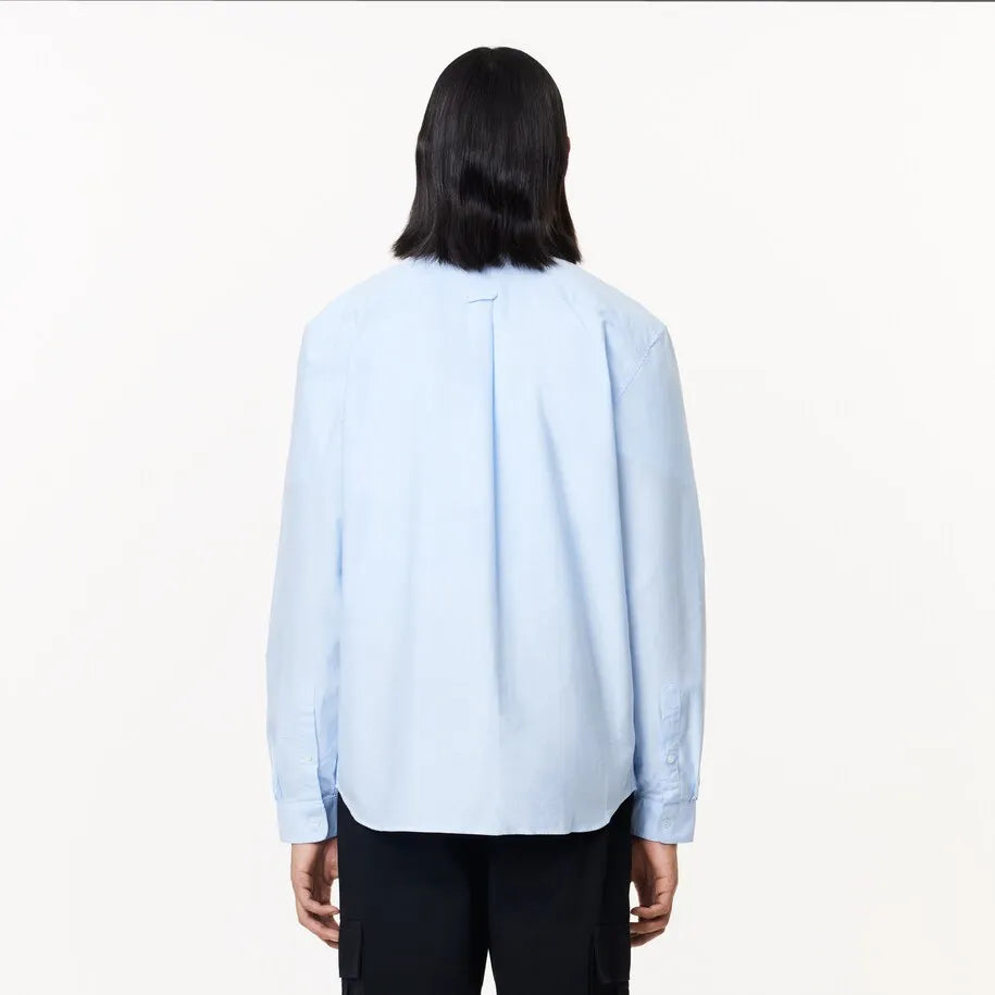 Chemise décontractée à manches longues - Blanc / Bleu