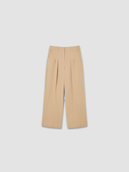 Cotton Blend Dart Front Pants - Viennese