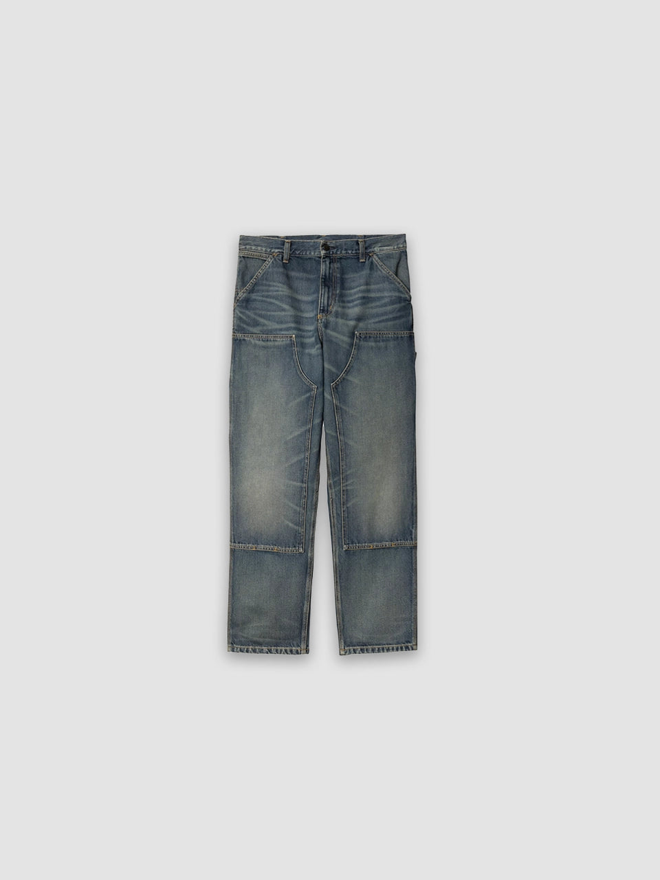 Double Knee Denim - Blue, worn used wash