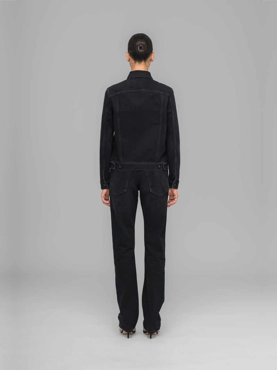 ''Down To Earth'' Boxy Denim Jacket - Washed Black
