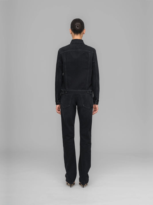 ''Down To Earth'' Boxy Denim Jacket - Washed Black