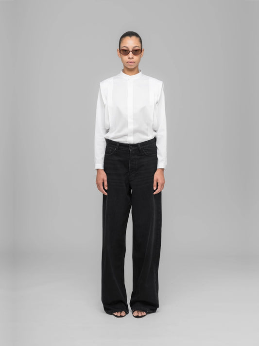 ''Down To Earth'' Wide Leg Jean - Washed Black