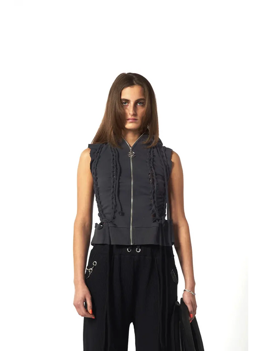 Deconstructed Jersey Vest - Black