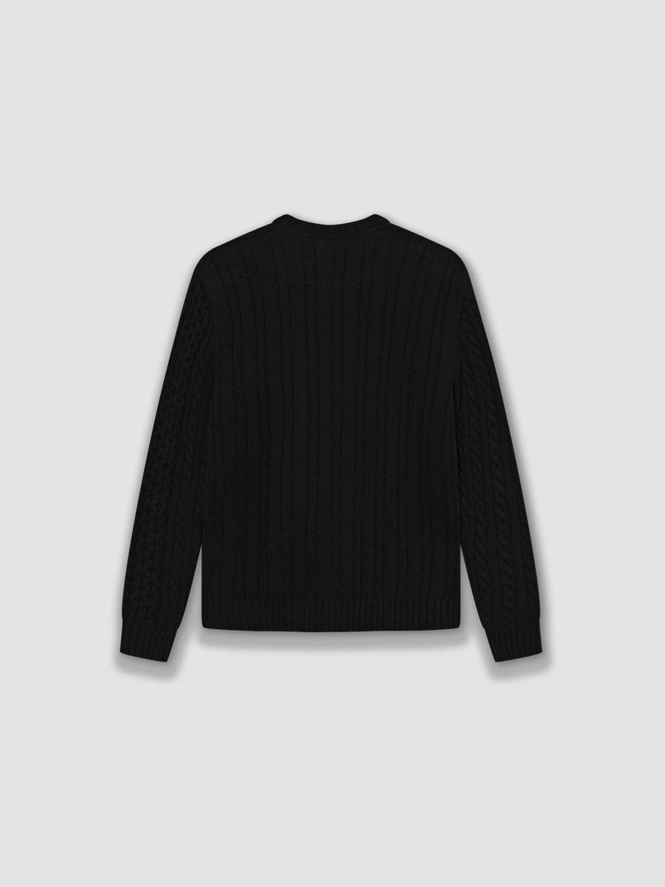 Hybrid Cable Cardigan - Black - ect.studio